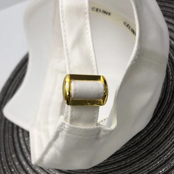 Celine Ivory Cap with Dark Blue Emblem - Picture 6 of 6